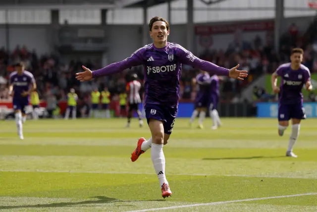 Fulham's Harry Wilson celebrates scoring their third goal