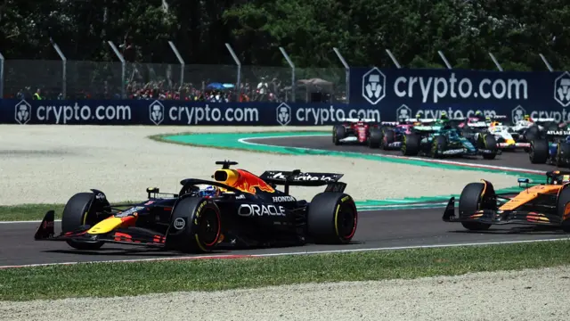 Max Verstappen leads in Imola