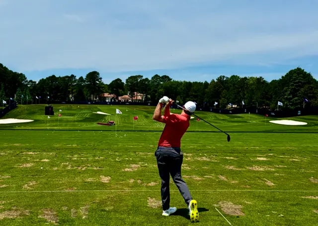 Matt Fitzpatrick at USPGA driving range.