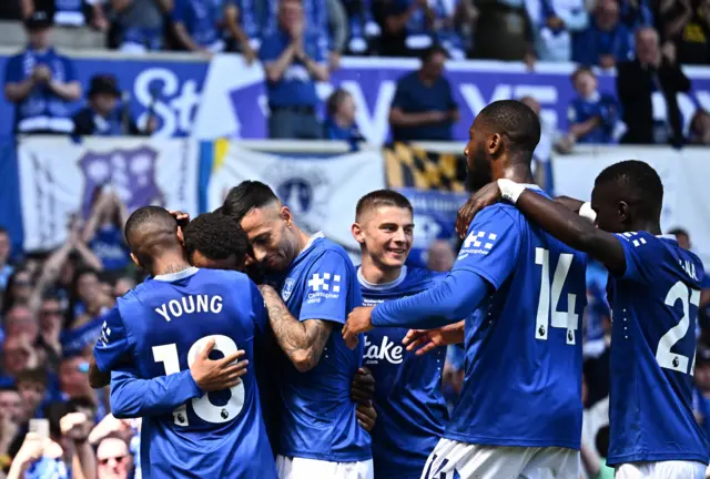 Everton's Iliman Ndiaye celebrates scoring their second goal