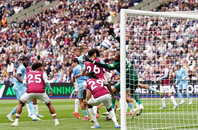 Nottingham Forest's Nikola Milenkovic scores their side's second goal of the game,