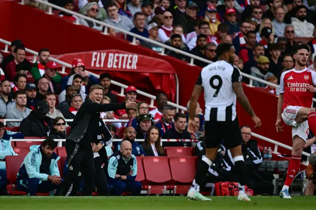 Newcastle United Head Coach Eddie Howe gestures