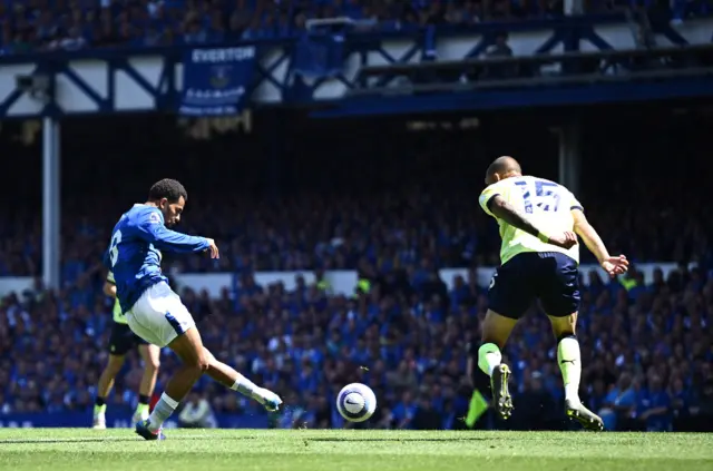 Everton's Iliman Ndiaye scores their first goal