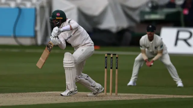 Leics captain Peter Handscomb bating against Middlesex at Lord's