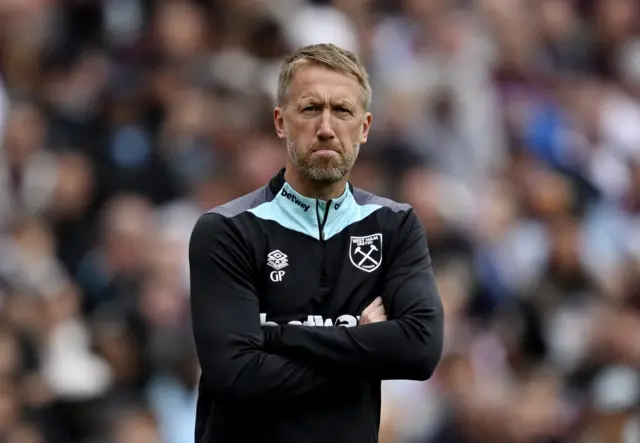 West Ham United manager Graham Potter reacts.