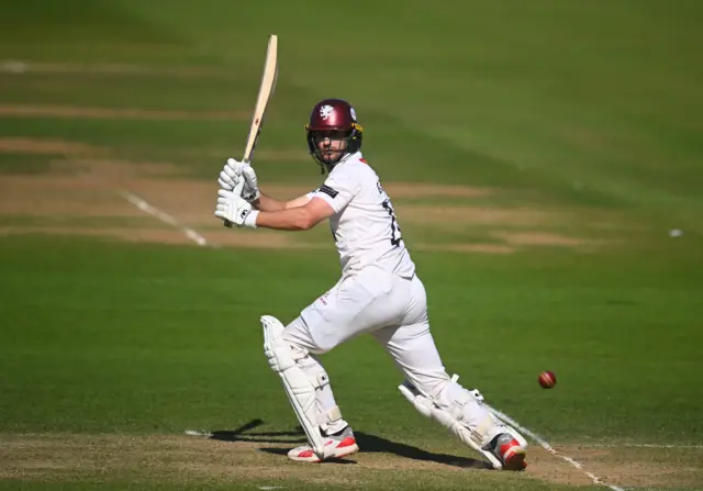 Somerset captain Lewis Gregory batting against Sussex