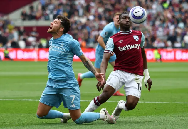 Nottingham Forest's Neco Williams in action with West Ham United's Mohammed Kudus