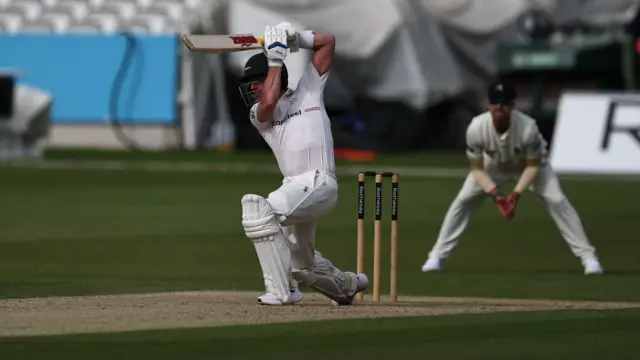 Lewis Hill batting for Leics