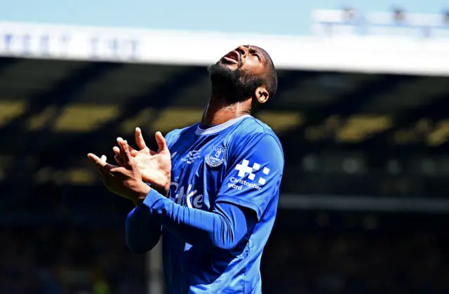 Everton's Beto reacts after scoring a goal that was later disallowed