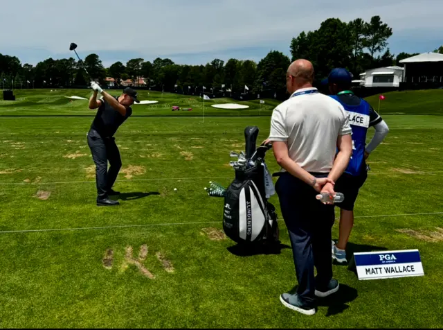Matt Wallace at the USPGA Driving Range