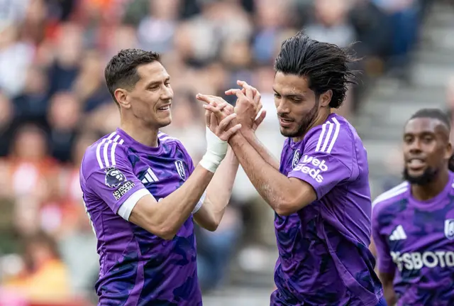 Fulham's Raul Jimenez celebrates scoring his side's first goal
