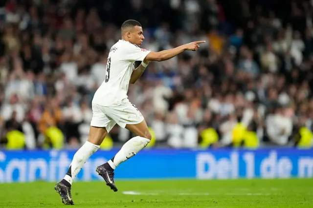 Mbappe celebrates his goal v Mallorca