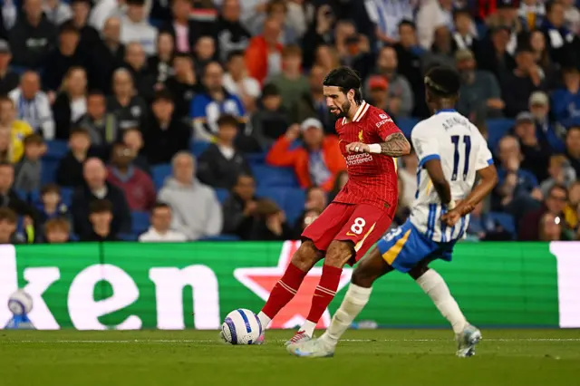 Dominik Szoboszlai of Liverpool scores his team's second goal