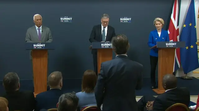 Starmer and EU leaders answering questions from the press