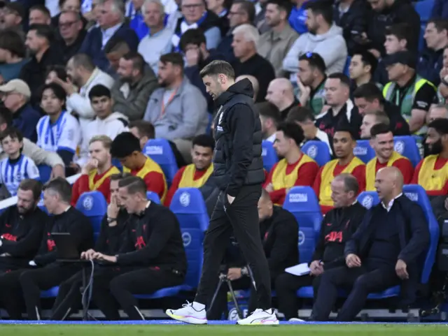 Brighton & Hove Albion manager Fabian Hurzeler reacts.