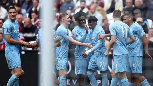 Nottingham Forest players celebrate