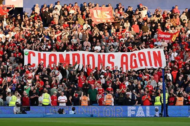 Liverpool fans inside the stadium before the match.