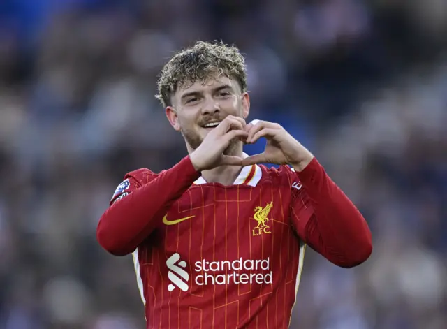 Liverpool's Harvey Elliott celebrates scoring their first goal