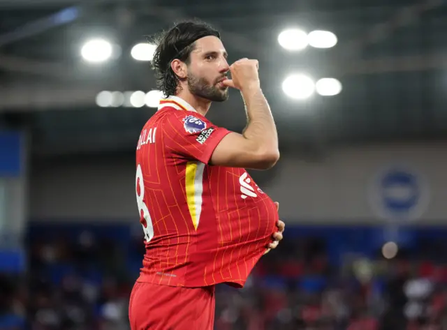 Liverpool's Dominik Szoboszlai celebrates scoring their side's second goal of the game