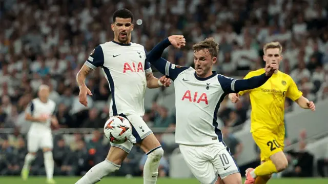 Solanke and Maddison in action for Tottenham