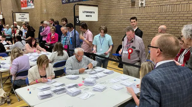A group of people by counting of votes in Letchworth
