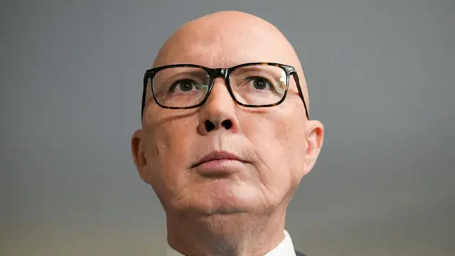 Close-up of Peter Dutton's face