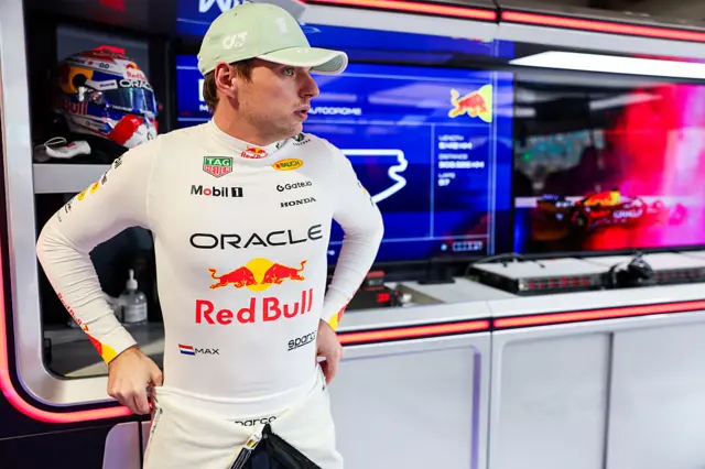 Max Verstappen in the Red Bull garage