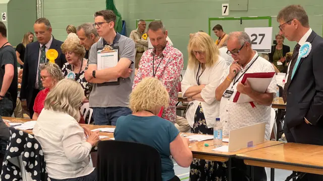 Candidates watching the ballot count