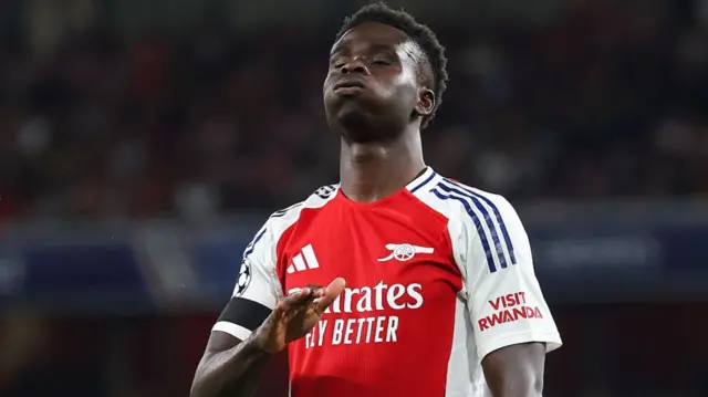 Saka in action for Arsenal