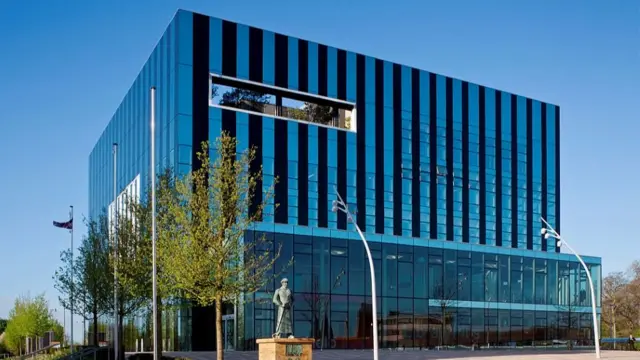 Large cube glass building