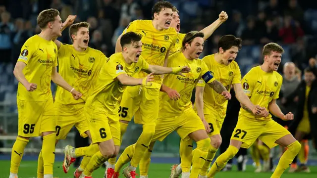 Bodo/Glimt celebrate beating Lazio on penalties