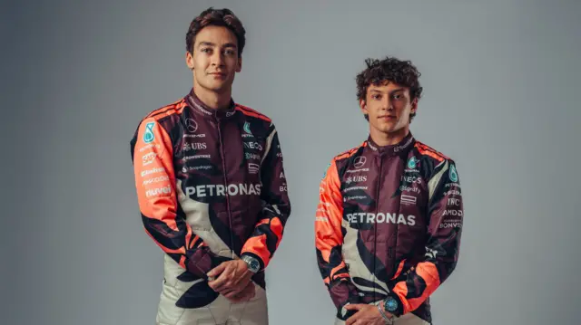George Russell and Kimi Antonelli wear Mercedes' special race suits for Miami