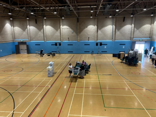 Image shows empty Stroud sports hall