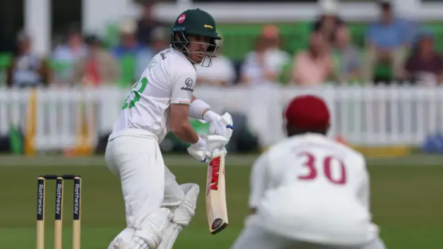 Leicestershire batter Lewis Hill edges to slip