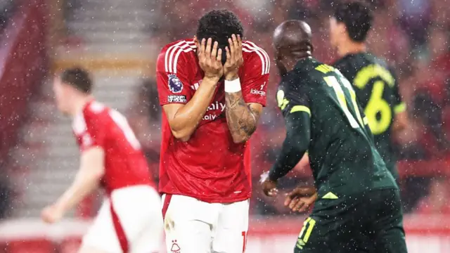 Morgan Gibbs-White reacts during Nottingham Forest's loss to Brentford
