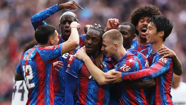 Palace players celebrating after scoring a goal