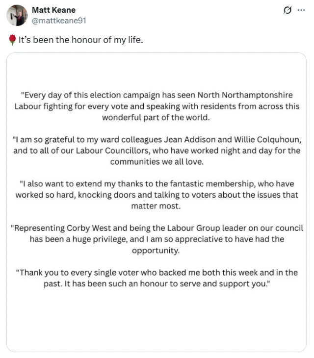 A long statement by Matt Keane.