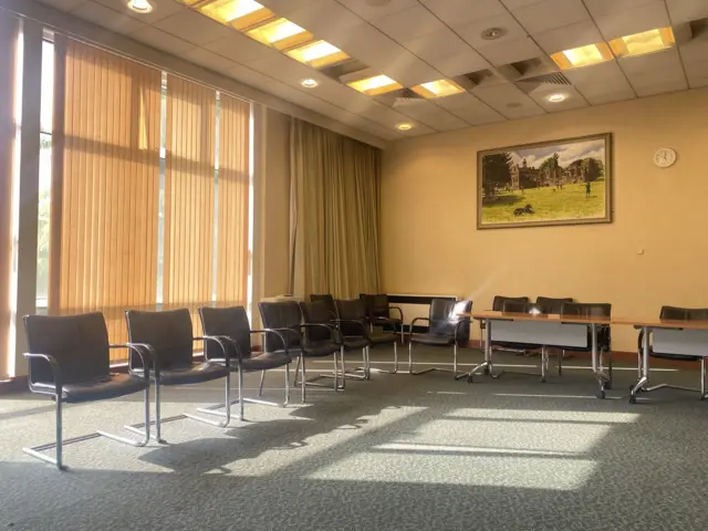 Empty room bathed in sunlight