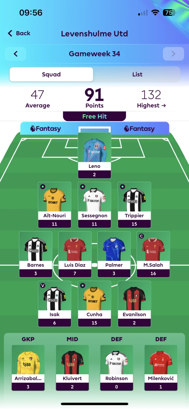 Fantasy Premier League team