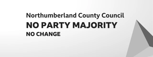 Card showing result of election for Northumberland County Council. No party majority (no change).