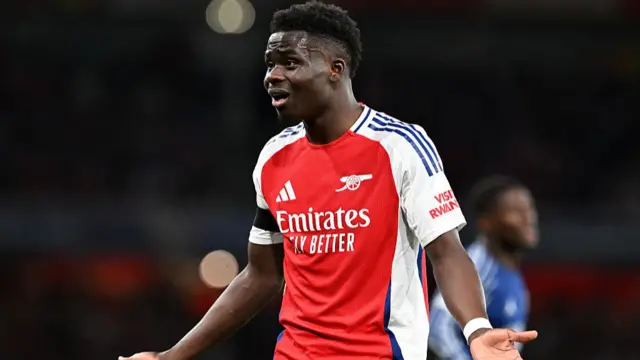 Saka in action for Arsenal
