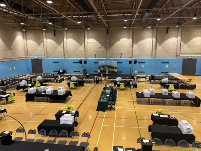 Image shows tables laid out at the Stroud count