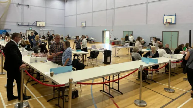 Votes being counted at leisure centre