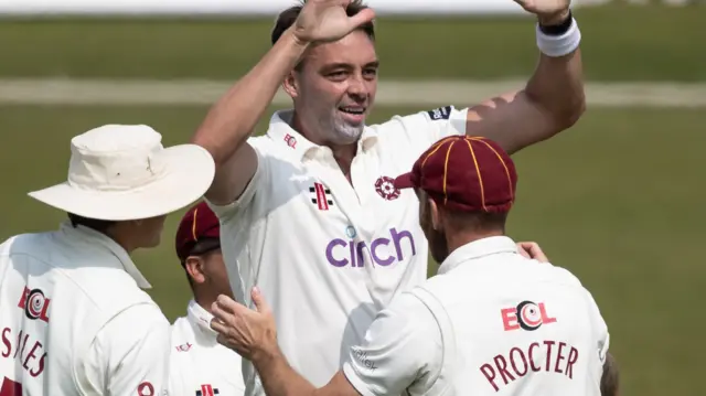 Harry Conway celebrates wicket