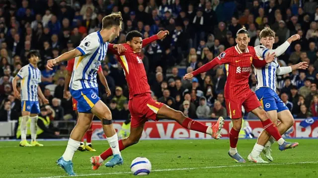 Jack Hinshelwood scores for Brighton against Liverpool