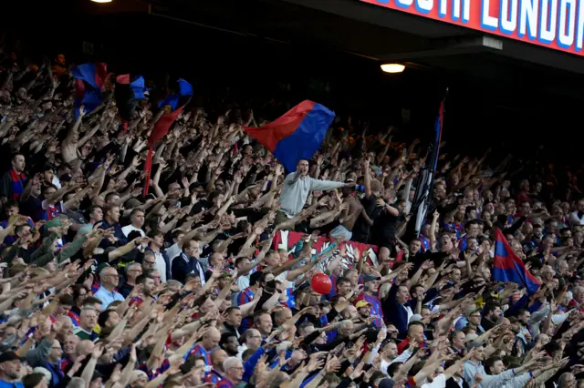 Crystal Palace fans during the Premier League match at Selhurst Park, London.