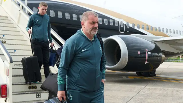 Tottenham manager Ange Postecoglou lands in Bilbao