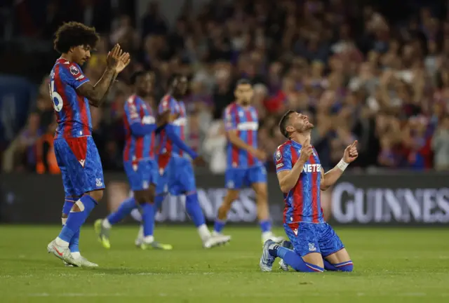 Crystal Palace's Joel Ward reacts as he is substituted