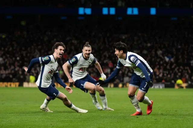 Son Heung-min celebrates