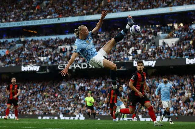 Manchester City's Erling Haaland in action